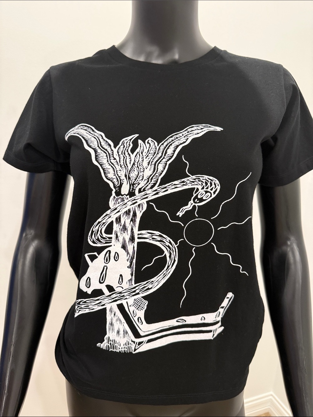 Saint Laurent Paris Rare Graphic Print T-Shirt Black Cotton Tee Size S